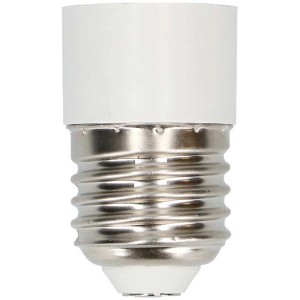 Réducteur blanc E27 vers E14 pour installation de lampe.