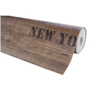 Revêtement de sol CV Memphis aspect parquet à lames, largeur 3 m, avec inscription "New York".
