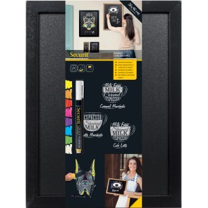 Securit Kreidetafel Woody, 40x30 cm, schwarz, mit Kreidestift. Ideal für kreative Beschriftungen.