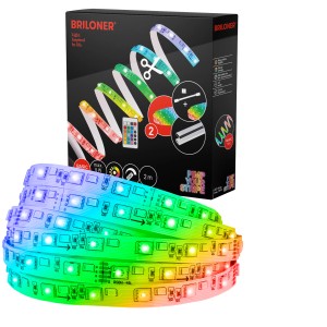 Briloner Kit de démarrage ruban LED RGB/W avec télécommande, 2 m. Bande LED multicolore.