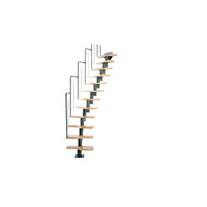 Escalier gain de place Dolle Graz avec rampe en métal et marches en bois, idéal pour l'intérieur.