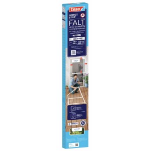 Confezione di tesa® Insect Stop Telaio pieghevole in alluminio per porta, bianco. Zanzariera per porte finestre.
