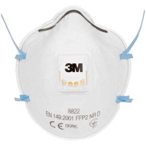 Mascherina respiratoria 3M 8822PRO, maschera FFP2 con valvola, 10 pezzi