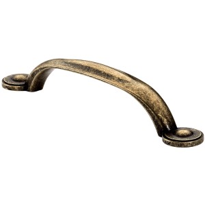 Maniglia in metallo 1916 LA in ottone anticato, interasse 96 mm per mobili.