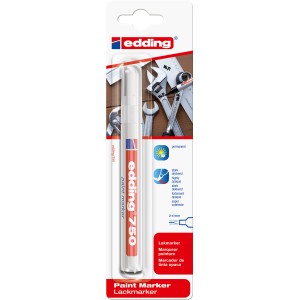 Edding 750 pennarello a vernice, bianco, 2-4 mm, per marcare e decorare superfici.
