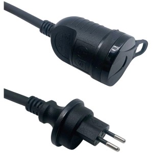Rallonge noire de 10 m, 3 pôles, IP55, pour usage extérieur.