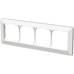 Cadre de recouvrement blanc Priamos pour montage encastré pour 4 modules avec profilé design.