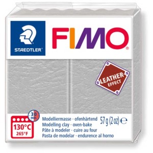 Fimo Modelliermasse Leder-Effekt Taubengrau, ofenhärtend, 57g Packung.