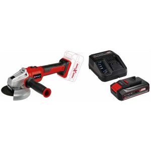 Einhell Akku-Winkelschleifer AXXIO 18/115 Q mit Akku und Ladegerät.