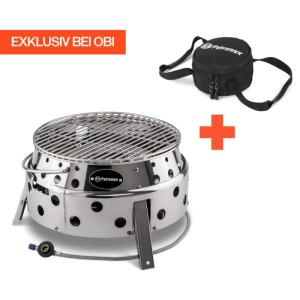 Set grill a gas Petromax Atago GG28-TA, 2 pezzi, acciaio inox, con borsa di trasporto.