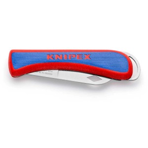 Coltello pieghevole da elettricista Knipex, 120mm, con manico blu e rosso e lama in acciaio inox.