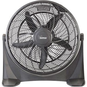 Schwarzer Bimar Standventilator aus Kunststoff, Ø 45 cm, mit 5 Rotorblättern und Schutzgitter. Für effiziente Luftzirkulation.