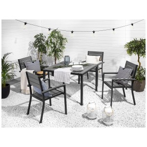 Ensemble de meubles de jardin Beliani Prato avec 4 chaises, bois synthétique gris/noir. Ensemble de jardin avec table et chaises.