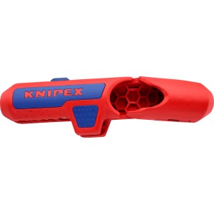 Knipex ErgoStrip spellacavi universale, pinza rossa con logo e dettagli blu.
