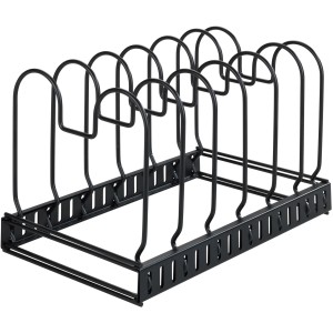 Porta coperchi e padelle Wenko estensibile in metallo nero per la cucina.