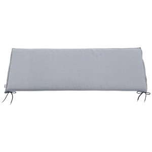 Coussin de banc gris clair pour banc 3 places, 45x150 cm, avec attaches pour mobilier de jardin.