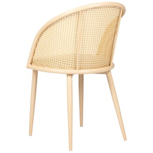 Beliani Esszimmerstuhl Cornell, 2er-Set, hellbeige mit Wiener Geflecht und Metallgestell.