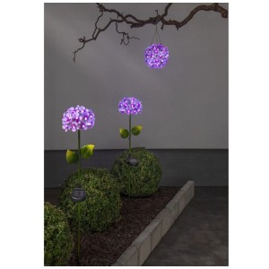 Pinke LED Solarleuchte Hortensia als Deko für Garten und Balkon.