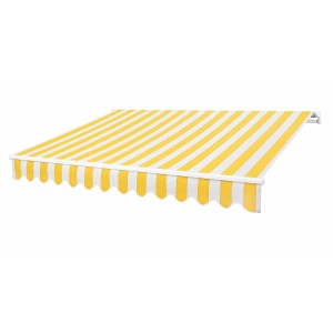 Tenda a braccio giallo-bianco-crema, 300x200 cm, ideale per terrazzi e balconi.