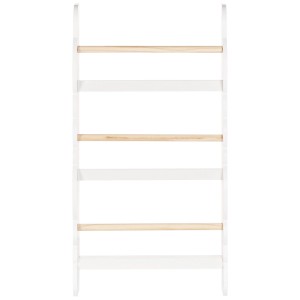 Étagère murale enfant Rigolet blanche en pin et MDF avec 3 niveaux. Côtés incurvés, pour chambre d'enfant.