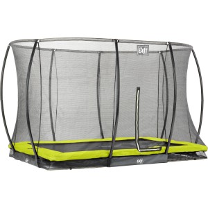 Trampolino rettangolare da incasso EXIT Silhouette verde 214x305cm con rete di sicurezza.