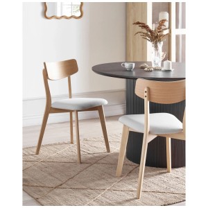 Beliani Sedie da pranzo Hope, set da 2. Sedie imbottite grigio chiaro con struttura in legno di caucciù.