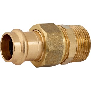 Raccordo a pressare in ottone con Ø 22 mm e filettatura esterna 33,3 mm (R 1) per tubi in rame.