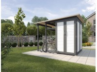 Weka Anbaudach Garten Q Modul Family Anthrazit / seitlicher Anbau offen