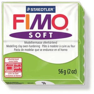 Fimo Soft pâte à modeler vert pomme, paquet de 57g, cuisson au four.