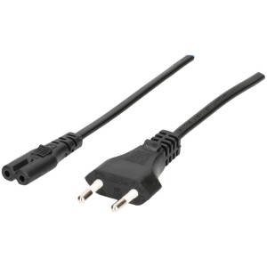 Câble d'alimentation noir TDLF, 1,8 m, avec prise euro et connecteur C7 pour appareils électriques.