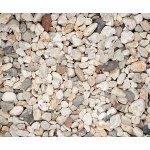 Gravier de quartz clair 16-25 mm, idéal pour l'aménagement décoratif de jardins et les allées.