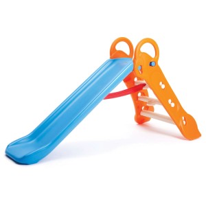 Toboggan aquatique pliable Grow'n Up à 2 hauteurs orange et bleu pour s'amuser dans le jardin.
