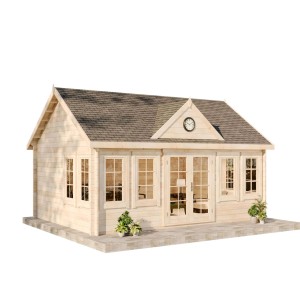 Casetta da giardino Alpholz Clockhouse-XL con tetto a due falde, non trattata, 550x420 cm. Casetta in legno con tettoia.