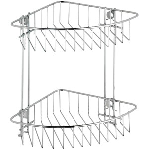 Étagère d'angle chromée à 2 niveaux Wenko Classic, une étagère de douche murale.
