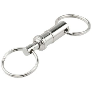 Porte-clés nickelé avec raccord et pivot pour serrures de porte.
