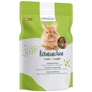 Eric Schweizer Coniglio Cibo 950g: Mangime supplementare con erbe e vitamine per conigli.