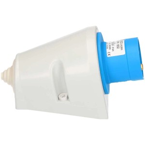 CEE-Wandstecker, 230V/16A, blau, zur Aufputzmontage. Robuster Zwischenstecker für den Aussenbereich.