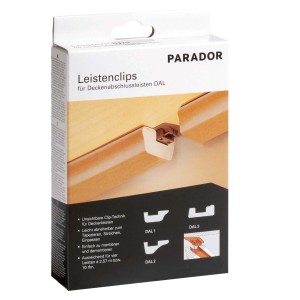 Clip marroni Parador per listelli per soffitto DAL, tecnologia a clip invisibile nella scatola.