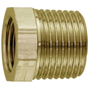 Riduttore filettato conico, 1/2 x 1/4 pollice, ottone grezzo per raccordi.