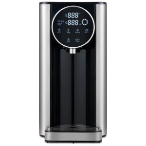 Dispenser acqua calda Trisa Silver Stream in acciaio inox con display digitale.