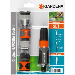 Gardena Set di base per pulizia con raccordo per rubinetto, raccordo per tubo e aquastop.