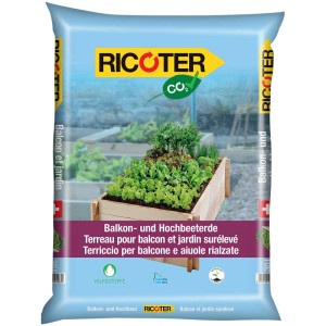 Sac de terreau balcon et potager Ricoter CO² clean, 30 l, sans tourbe pour légumes, herbes et fleurs.