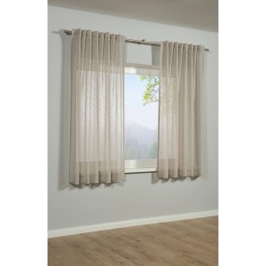 Sciarpa beige Bennetti con nastro per tende effetto naturale sulla finestra, 140x175 cm.