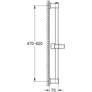 Grohe Asta doccia Vitalio Universal 600mm, disegno tecnico con dimensioni.
