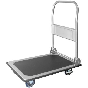Carrello a piattaforma antracite-grigio, 82x47x74 cm, con superficie in gomma antiscivolo e ruote.