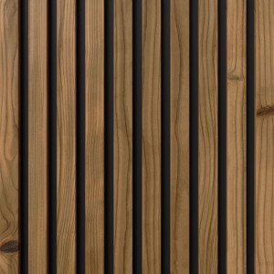Pannello esterno Nordic Pro in pino termotrattato. Doghe verticali in legno con venatura naturale per facciate.