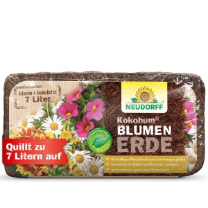 Briquette de terreau Neudorff Kokohum, 7L, terre de coco sans tourbe pour fleurs et semis.