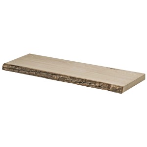 Regalbrett Lite Nature aus Esche mit Rindenkante, 600x200x25 mm, unbehandelt.