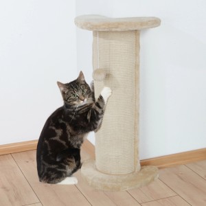 Arbre à chat Trixie Lorca, 75 cm, beige/naturel avec chat qui griffe.