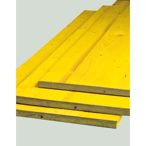 Gelbe Mehrzwecktafel aus Fichte/Tanne, 21x500 mm, Länge 1,5 m, für Hobelarbeiten.